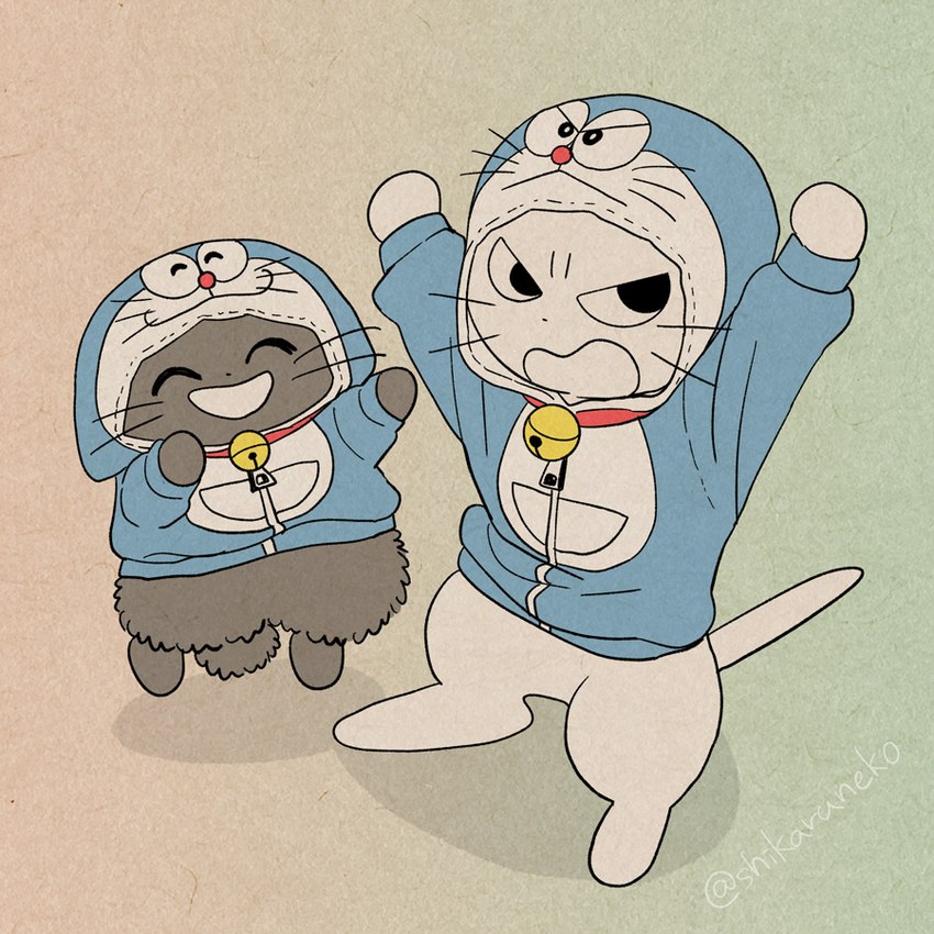 amayakasuneko, doraemon, and shikaruneko (shikaruneko (series) and etc) created by mojacookie