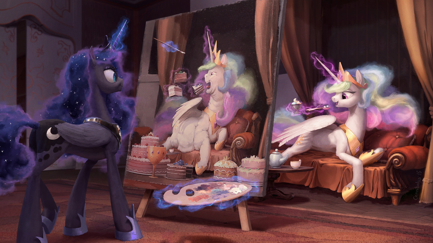 princess celestia and princess luna (friendship is magic and etc) created by cannibalus