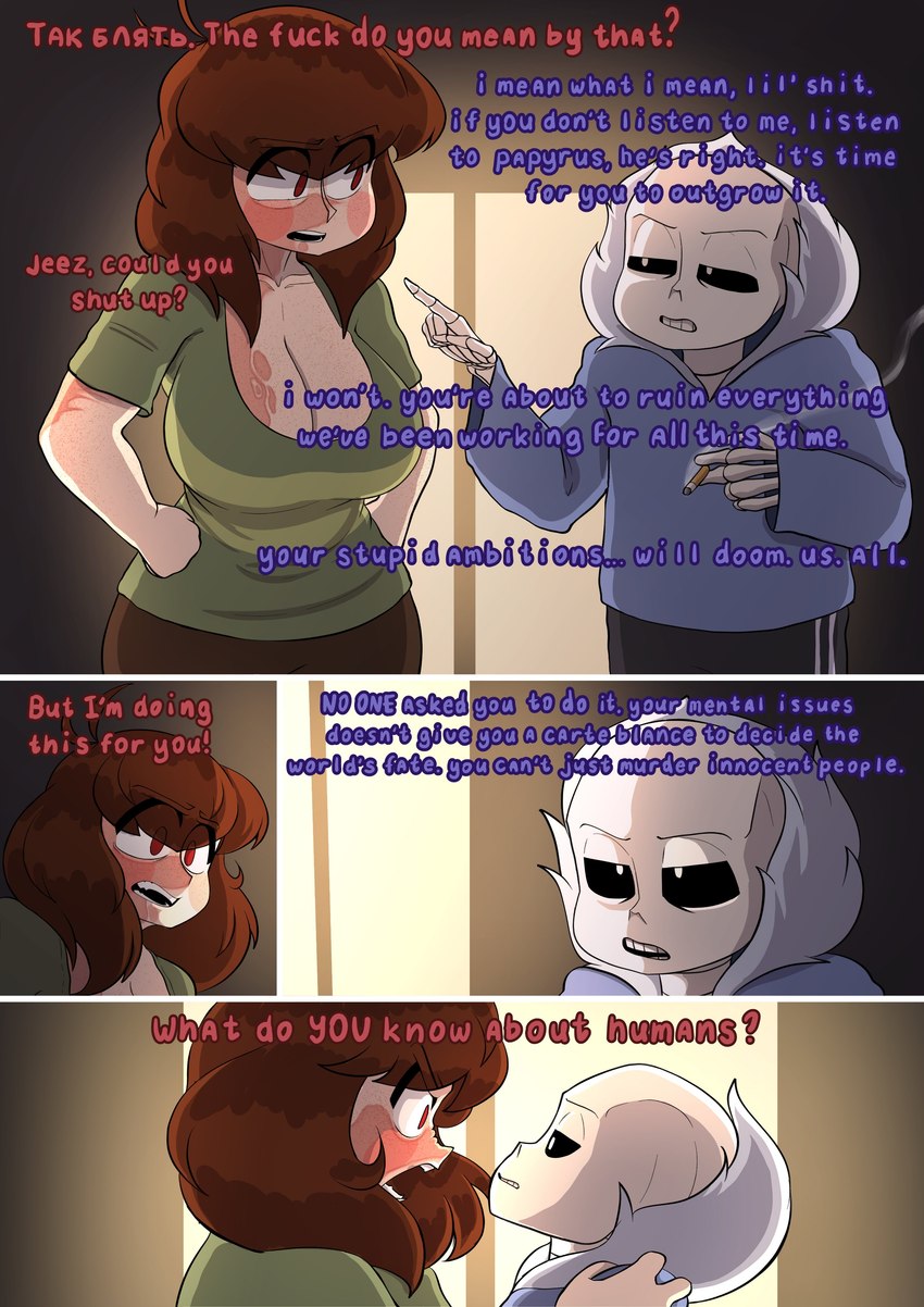 chara and sans (undertale (series) and etc) created by darkynsfw